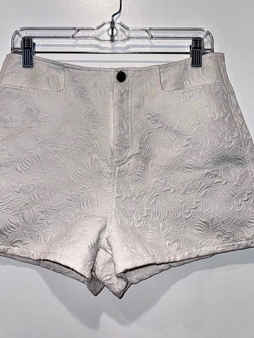 Urban Outfitters Textured High Waist Shorts in White